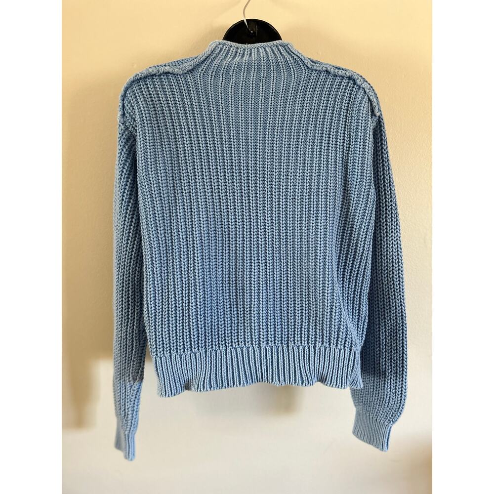 Z Supply Blue Cotton Mock Neck Chunky Knit Sweater XS - Picture 7 of 9